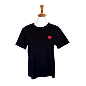 Authentic Comme des Garçons PLAY Red Heart Patch Black T-Shirt Women's XL